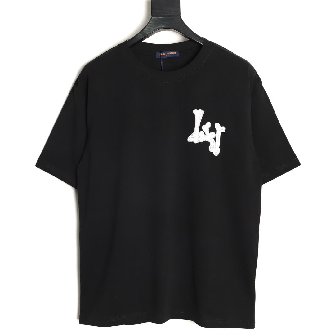 Louis Vuitton Bone-Style LV Logo Short-Sleeve T-Shirt in Black