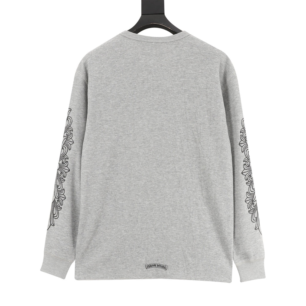 Chrome Hearts Cross Flower Scroll Arm Print Long Sleeve | Black Gothic Luxury Streetwear
