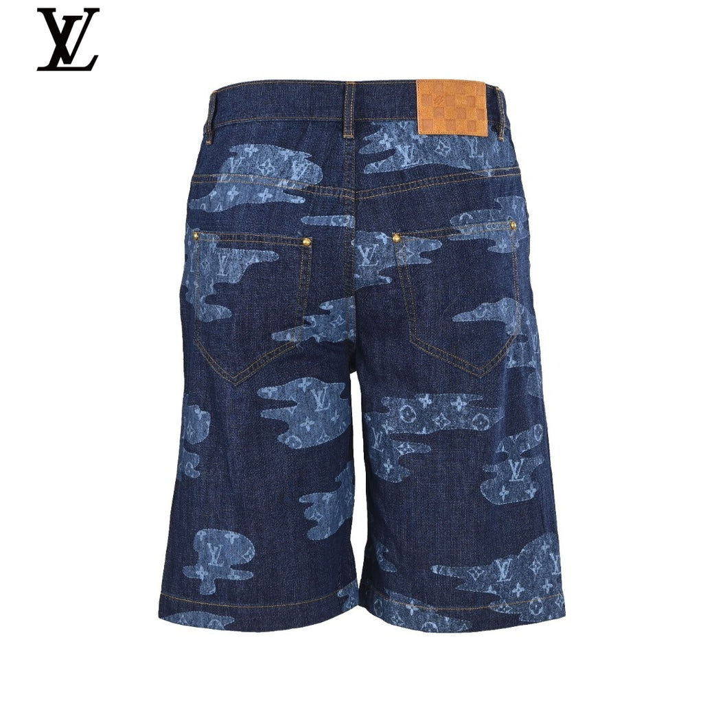 Louis Vuitton Blue Camo Monogram Denim Shorts