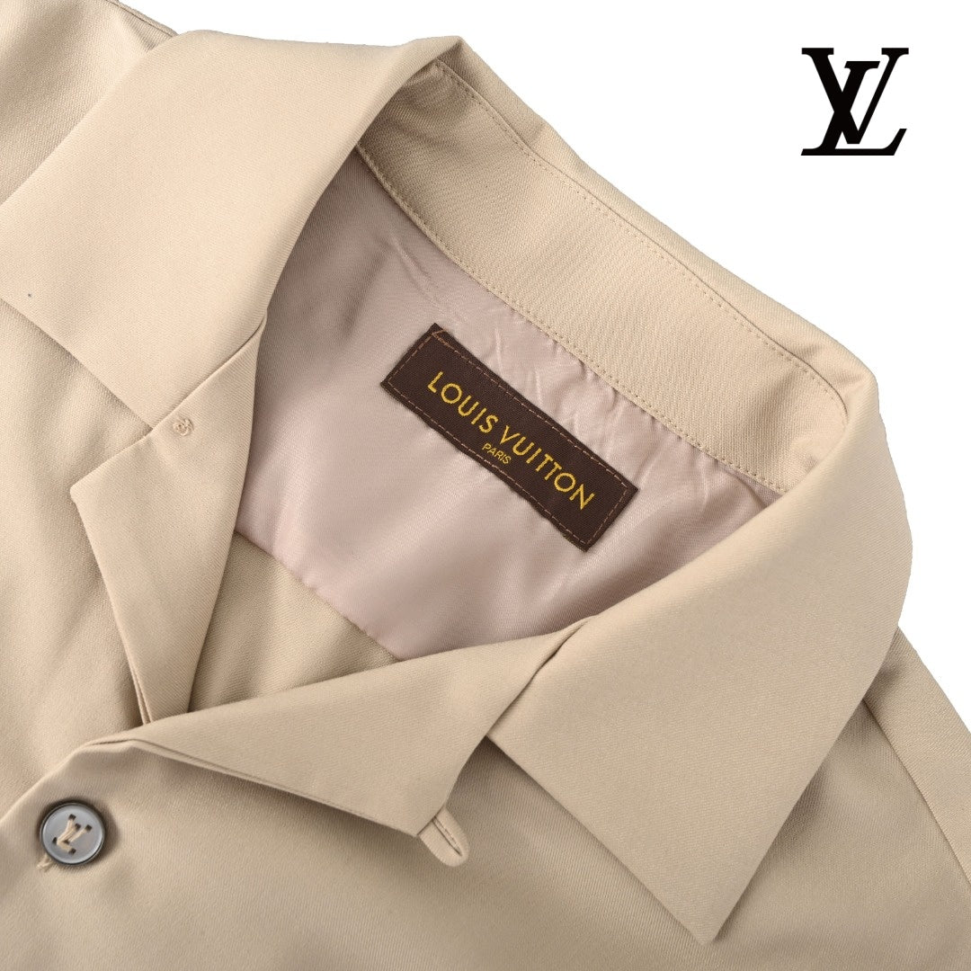 Louis Vuitton Men's Beige Camp Collar Short Sleeve Shirt
