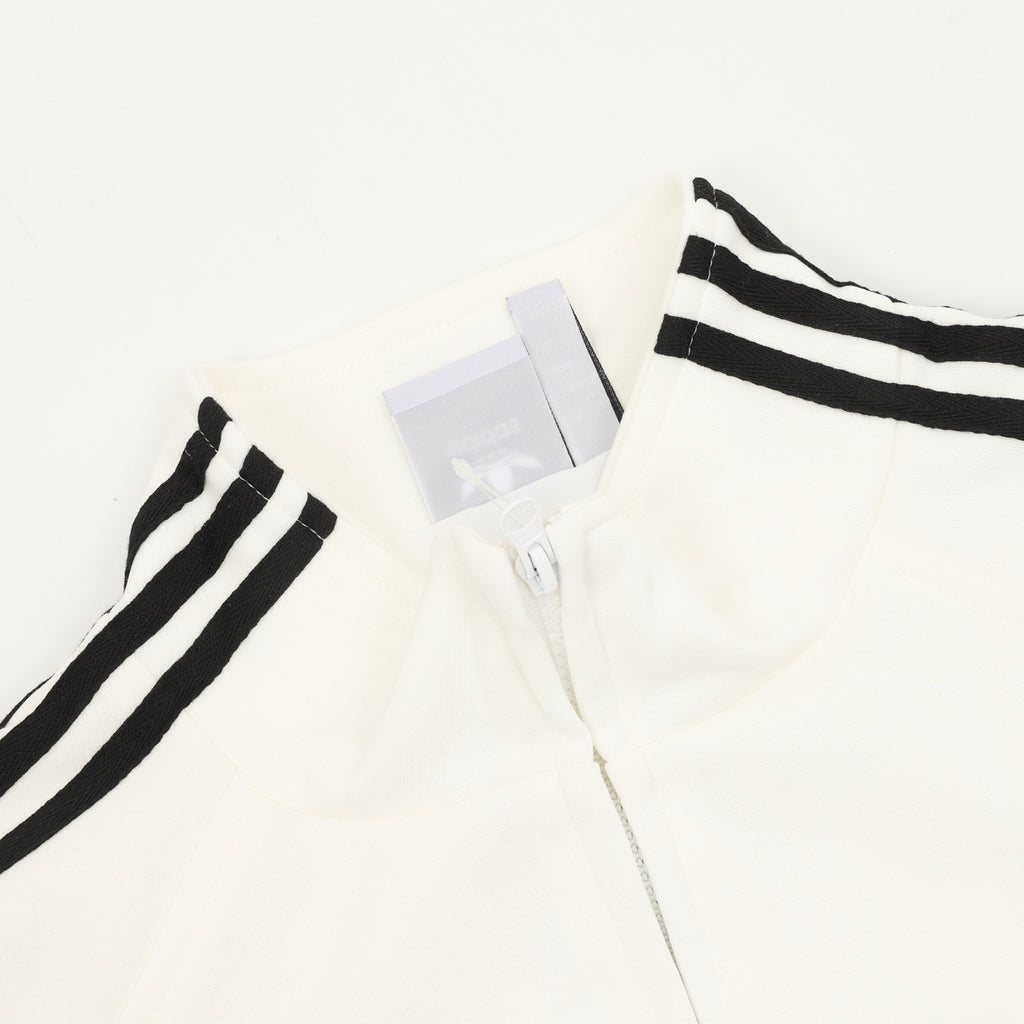 Adidas Women's & Men's Off-White Full-Zip Track Jacket with Black 3-Stripes