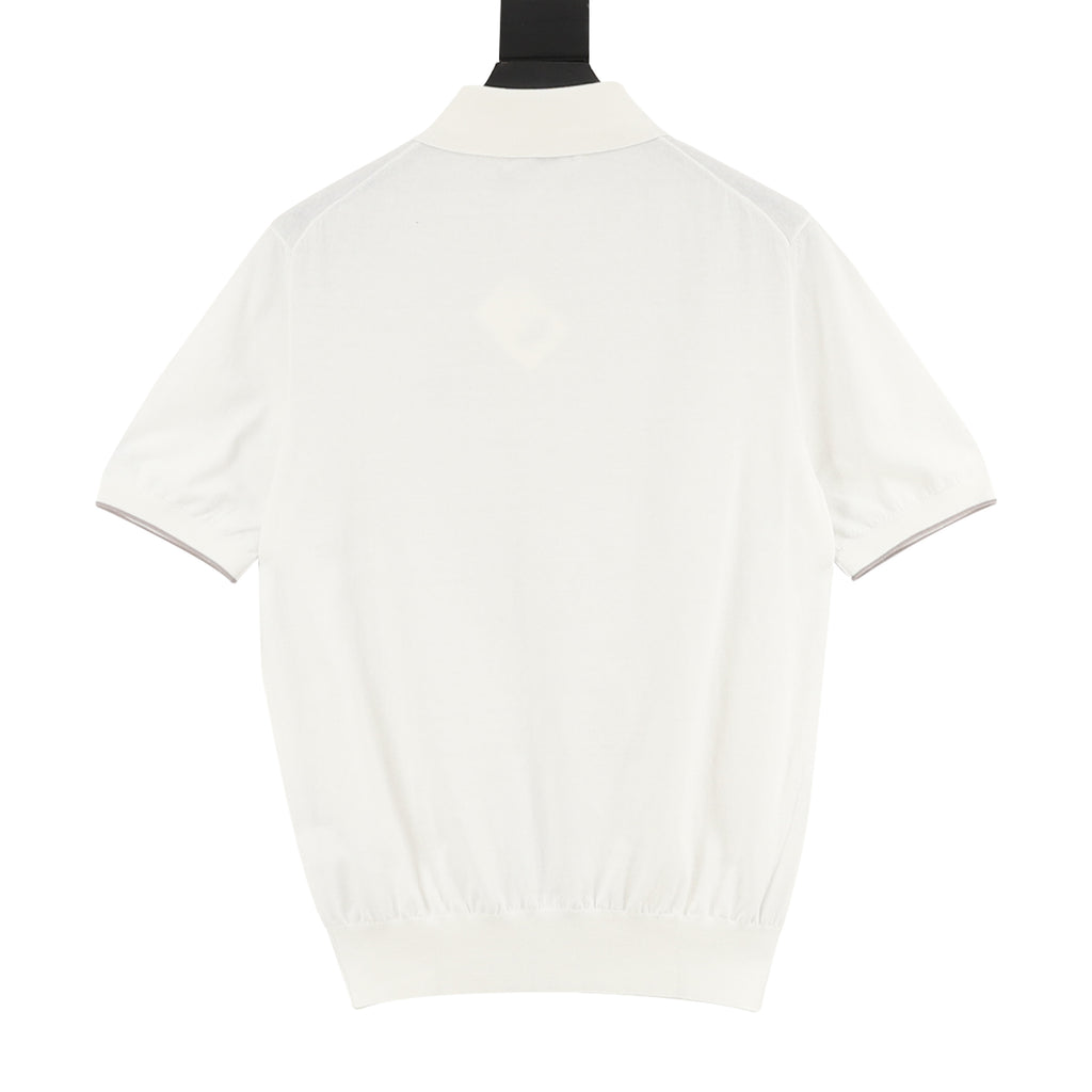 Brunello Cucinelli Solid Color Embroidered Logo Polo Shirt