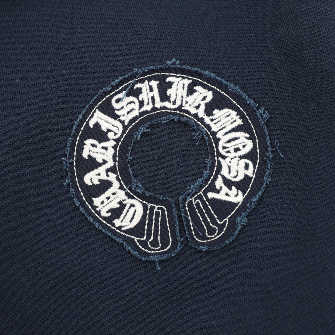 CH Long-Sleeve Polo Shirt with Cross Embroidery and Contrasting Collar
