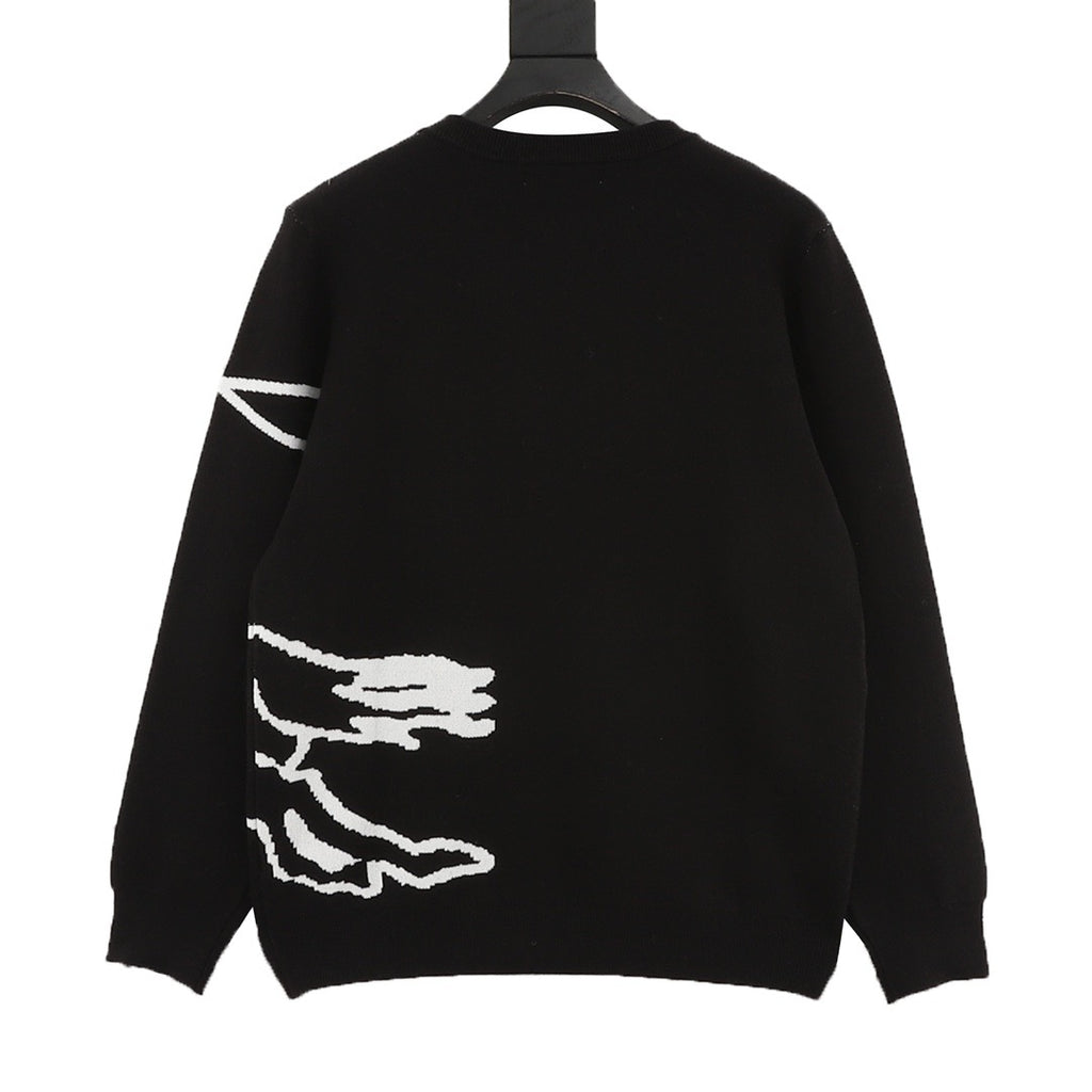Burberry Women's Men's Black Abstract Equestrian Knight Crewneck Sweater