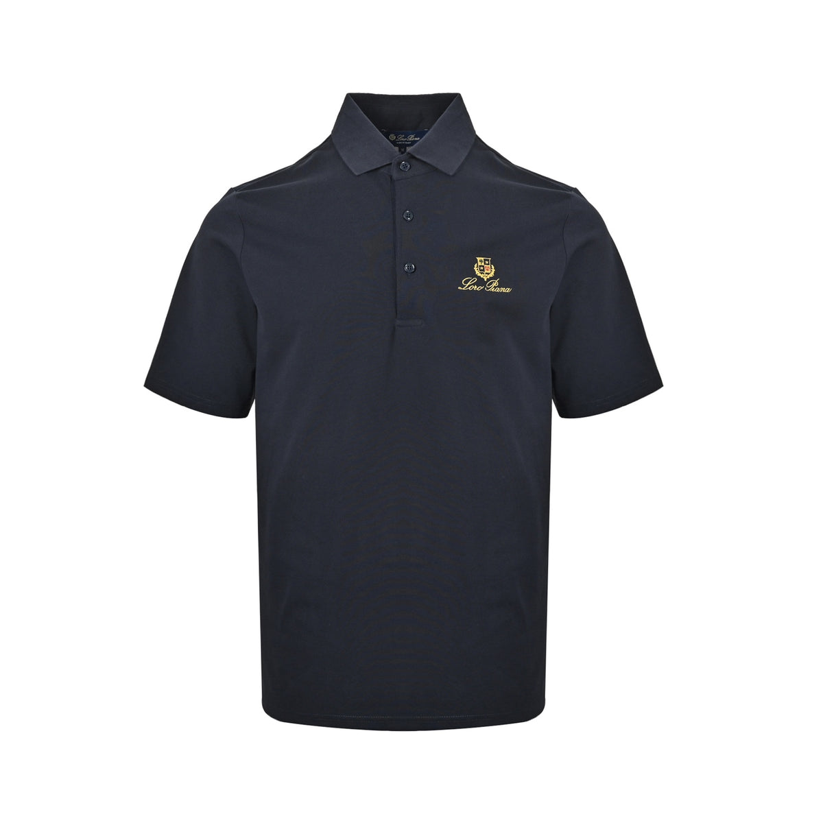 Loro Piana Men's Navy Crest Embroidered Short-Sleeve Polo Shirt