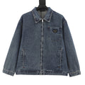 Prada Women's & Men's Vintage Blue Triangle Logo Zip-Up Denim Jacket