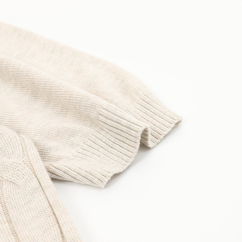 Loro Piana Women's Men's Light Beige Cable-Knit Short-Sleeve Sweater