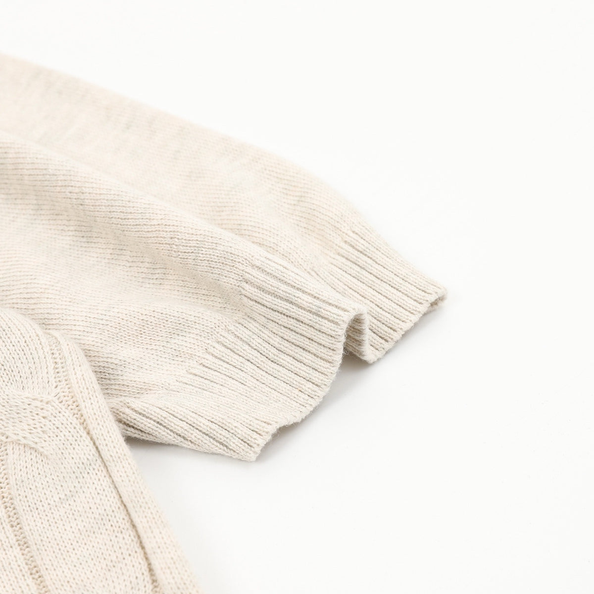 Loro Piana Women's Men's Light Beige Cable-Knit Short-Sleeve Sweater