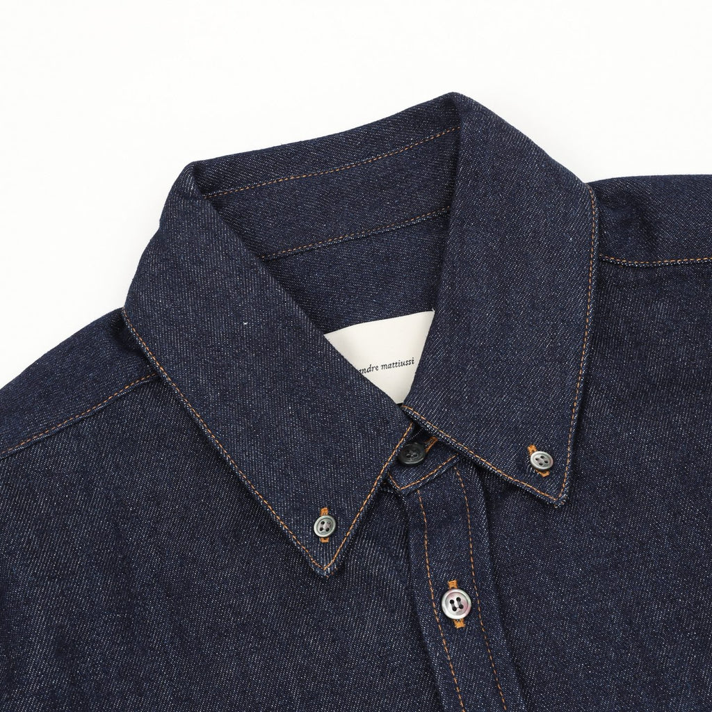 AMI Paris Women's Men's Heart Logo Dark Denim Shirt