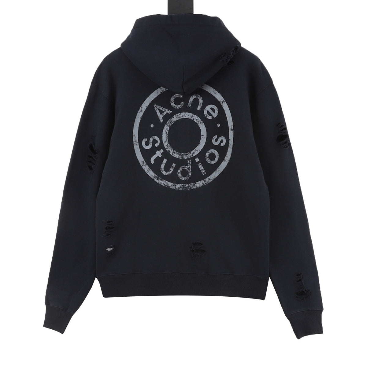 Acne Studios Women's Men's Dark Navy Distressed Zip-Up Hoodie
