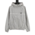 Miu Miu Check Technical Fabric Hooded Zip Jacket | Grey Plaid Lightweight Casual Outerwear