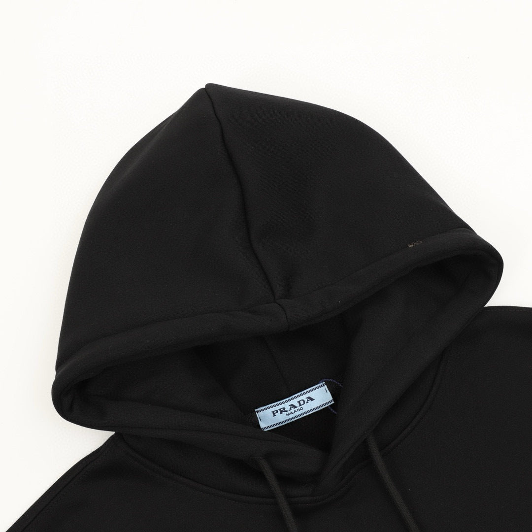 Prada Diagonal Oversized Logo Print Oversized Pullover Hoodie