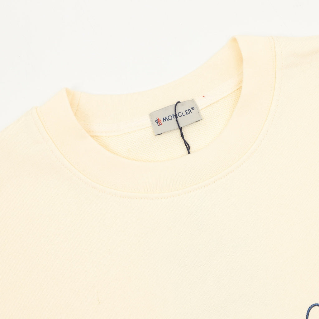 Moncler Women's & Men's Cream Archive Script Logo Crewneck Sweatshirt