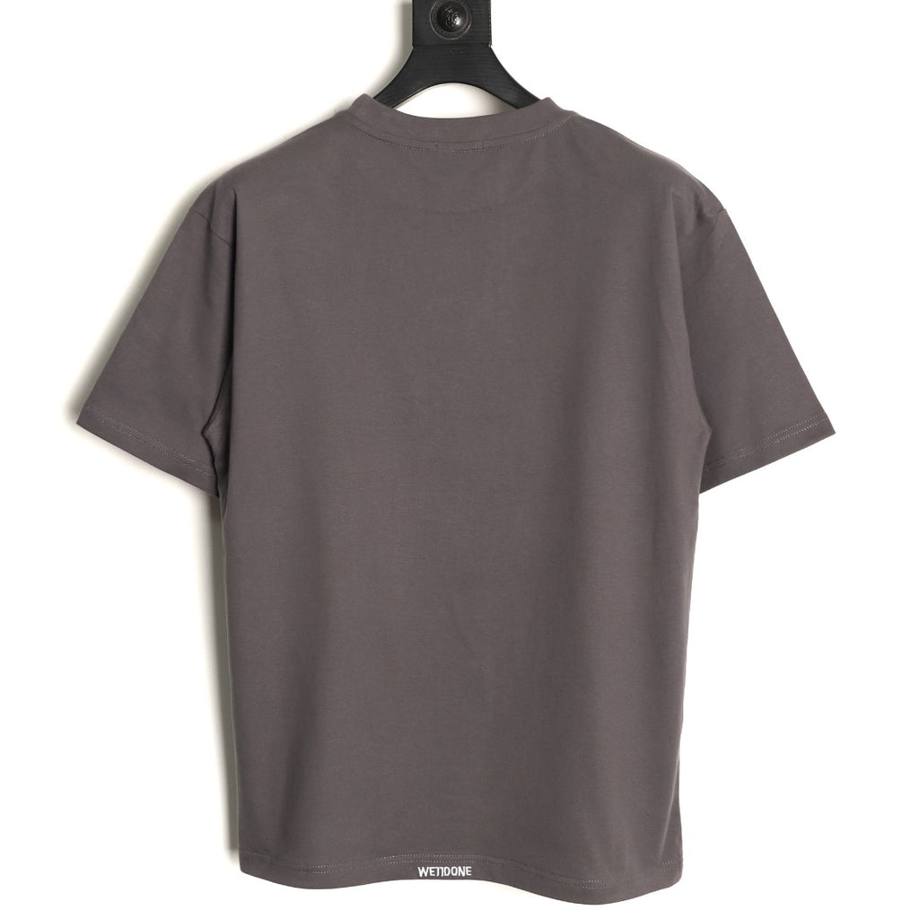 We11done Men's Grey Rhinestone Bear & Heart T-Shirt