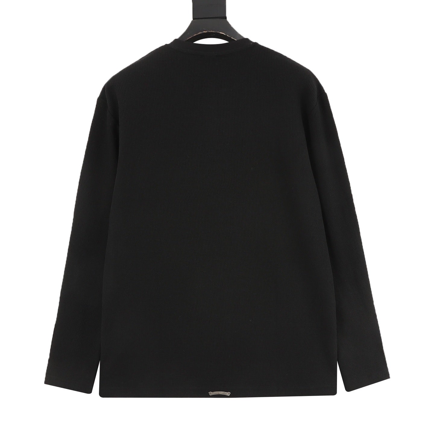 Chrome Hearts Cross Leather Label Waffle Henley Long Sleeve | Black Grey Luxury Streetwear