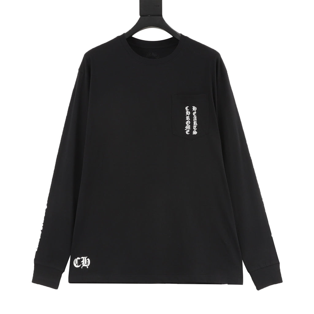 Chrome Hearts "Large Floral Cross" Print Long-Sleeve Tee (Black & White)