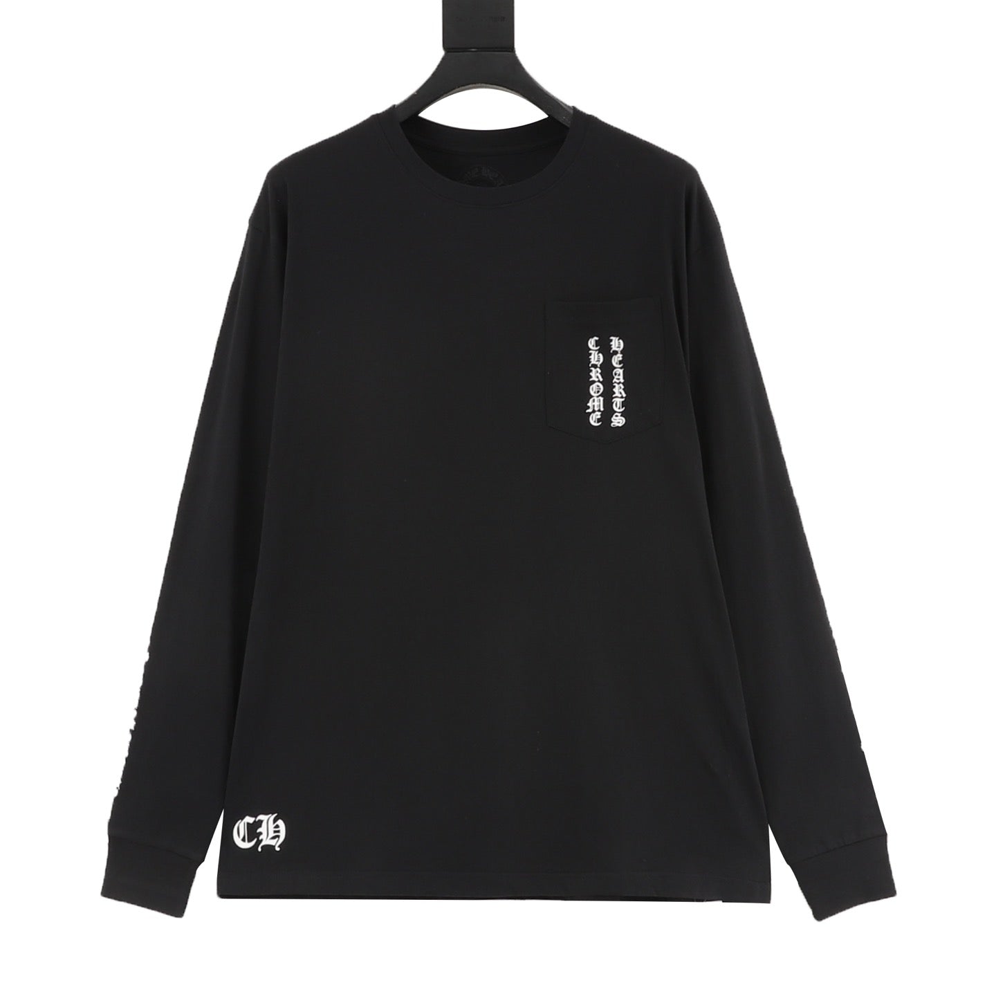 Chrome Hearts "Large Floral Cross" Print Long-Sleeve Tee (Black & White)