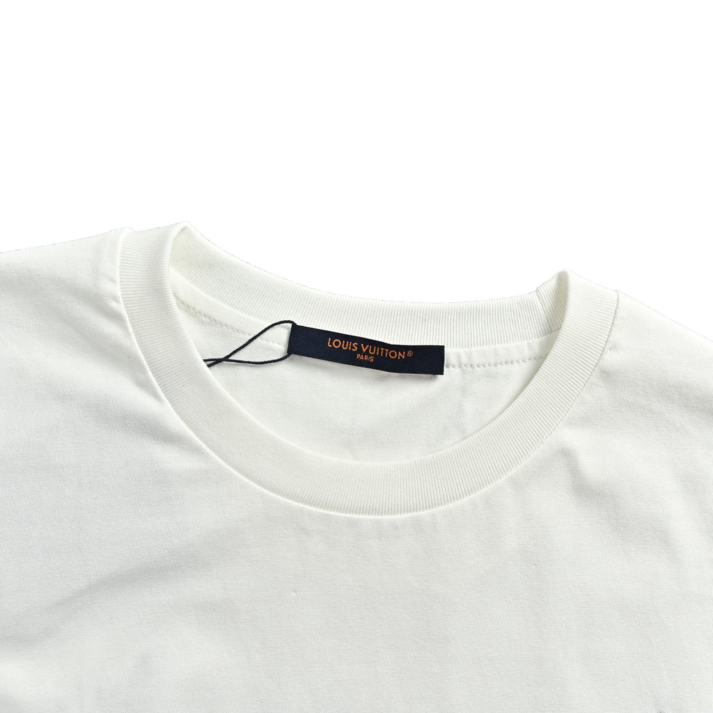 Louis Vuitton Scattered Monogram Embroidered Short-Sleeve T-Shirt in White
