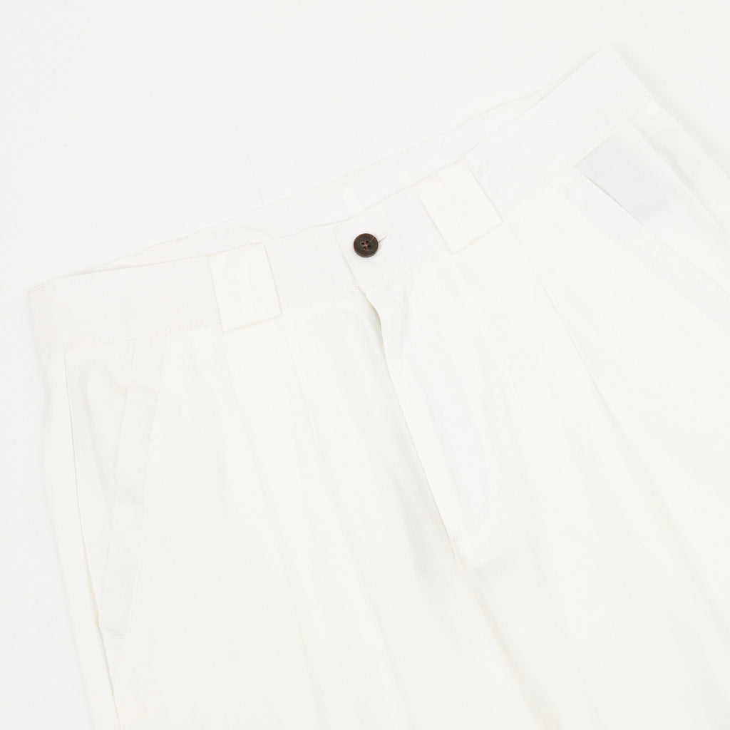 Brunello Cucinelli Cotton-Linen Panama Weave Pleated Trousers