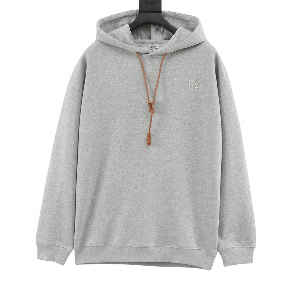 Loewe Anagram Leather Drawstring Hoodie
