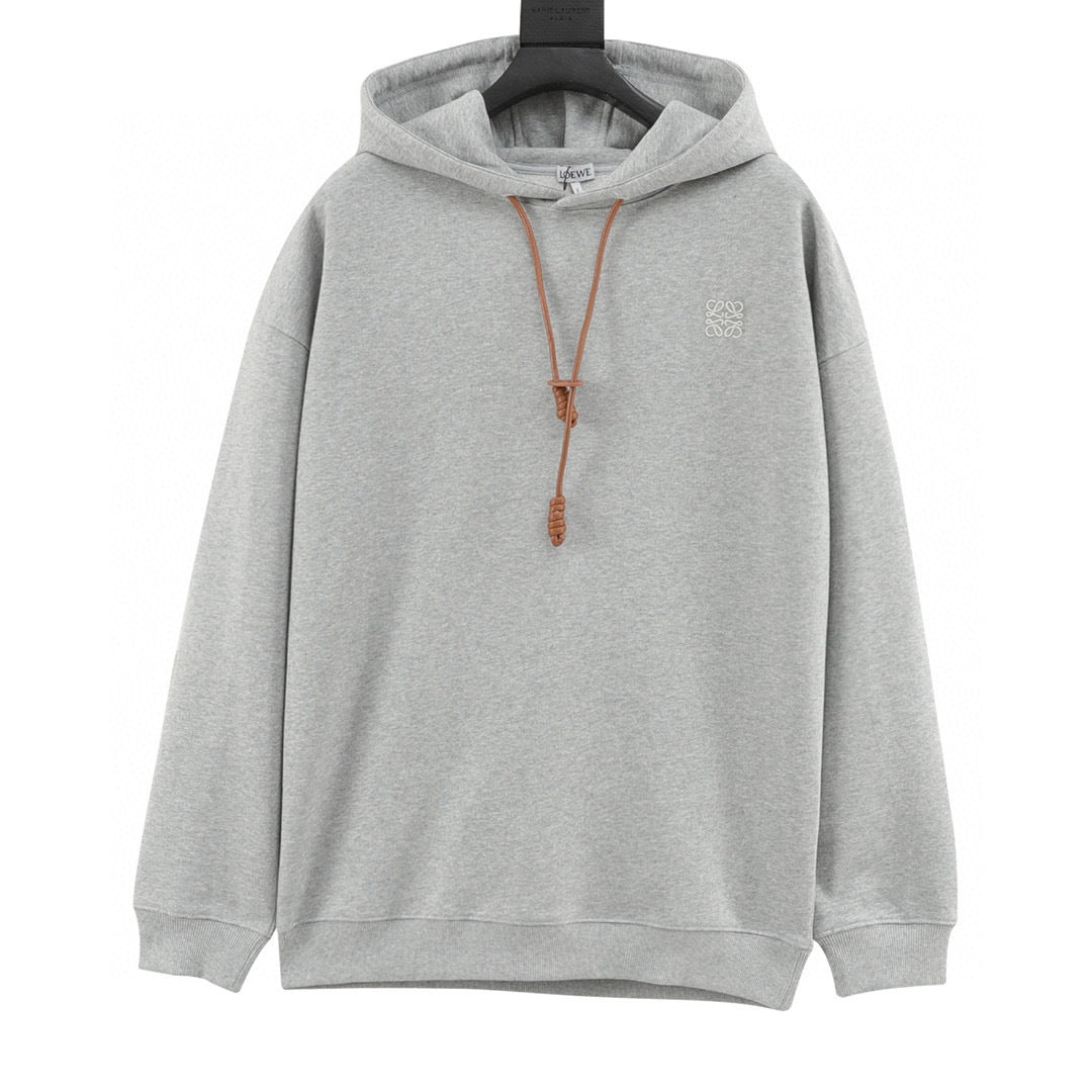 Loewe Anagram Leather Drawstring Hoodie