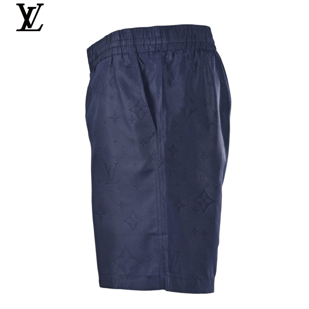 Louis Vuitton Navy Embossed Monogram Elastic Waist Shorts