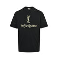 Yves Saint Laurent Gold Logo Short-Sleeve T-Shirt in Black