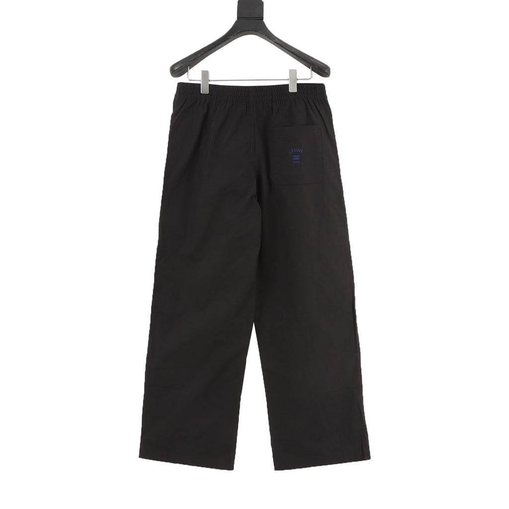 Celine CE Embroidered Back Pocket Wide-Leg Trousers