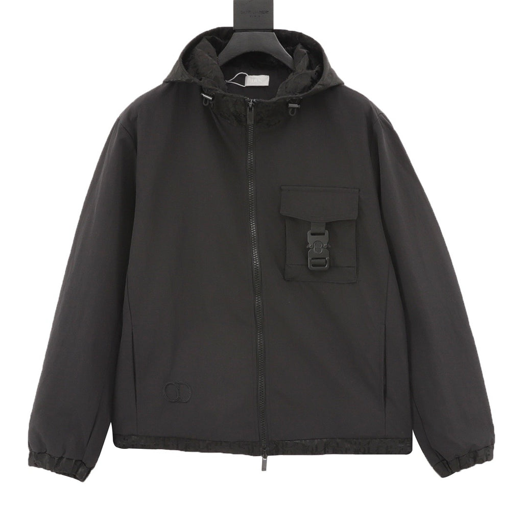 Dior Women's & Men's Black Technical Fabric Hooded Windbreaker