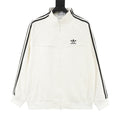 Adidas Women's & Men's Off-White Full-Zip Track Jacket with Black 3-Stripes