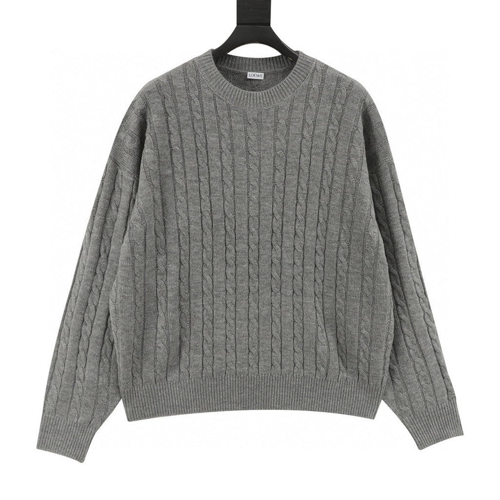 Loewe Retro Cable Knit Crew Neck Pullover Sweater