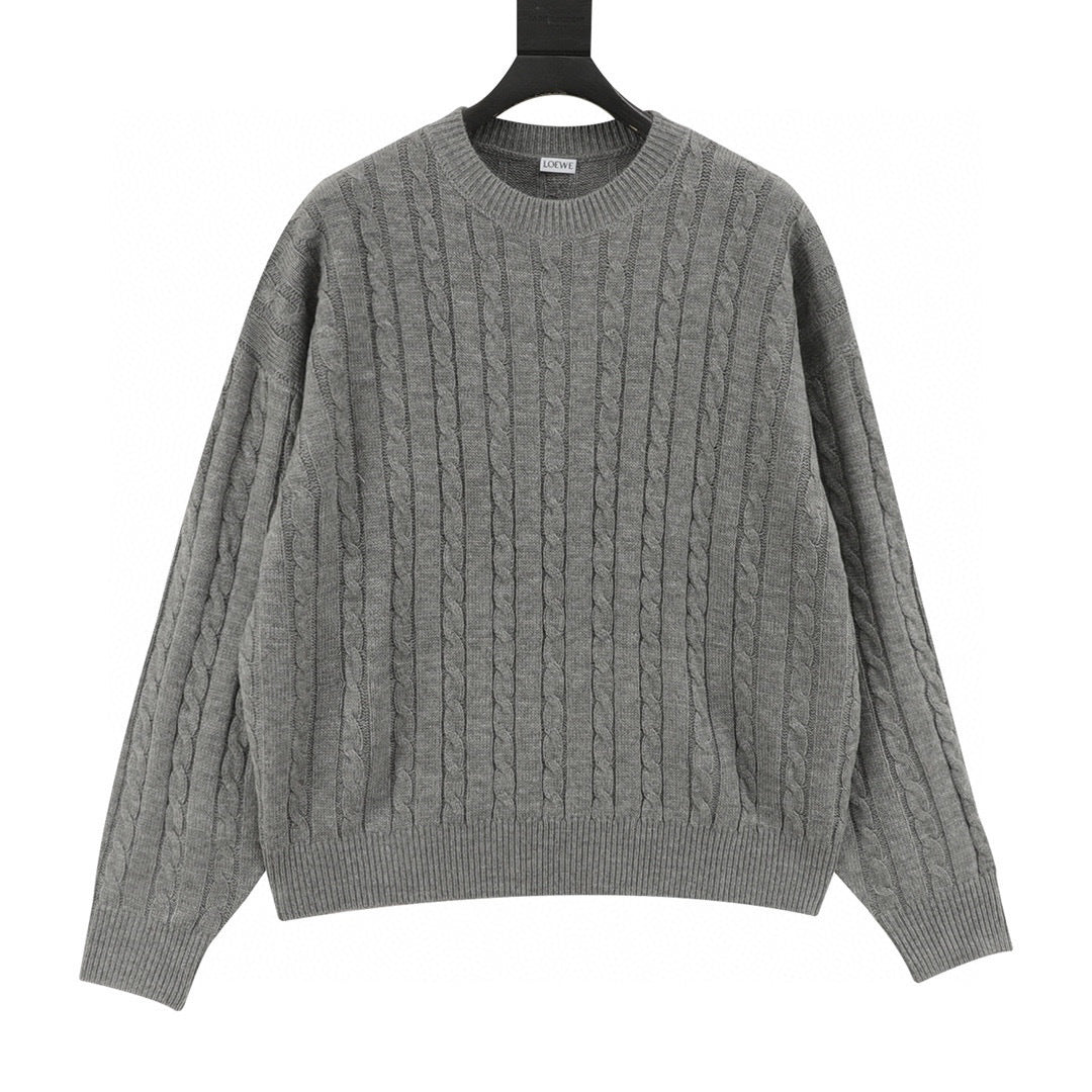 Loewe Retro Cable Knit Crew Neck Pullover Sweater