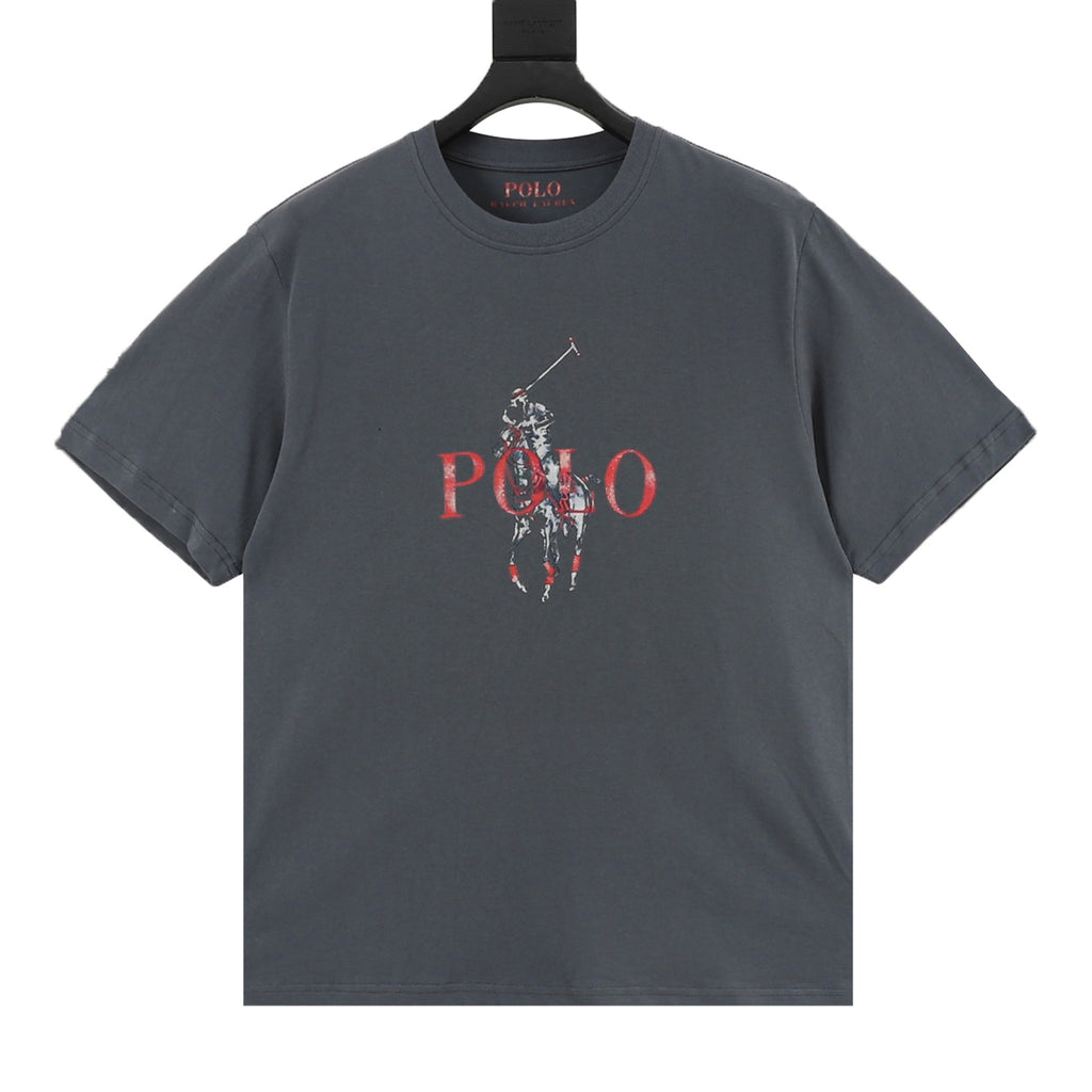 Polo Ralph Lauren Big Pony Vintage-Style Print Short-Sleeve T-Shirt in Dark Grey
