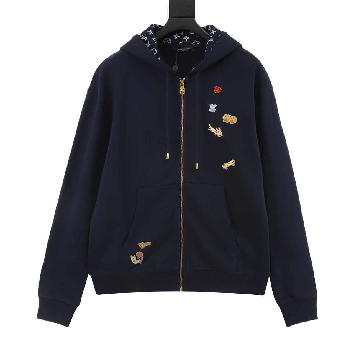 Louis Vuitton Women's & Men's Navy Badge-Embellished Full-Zip Hoodie