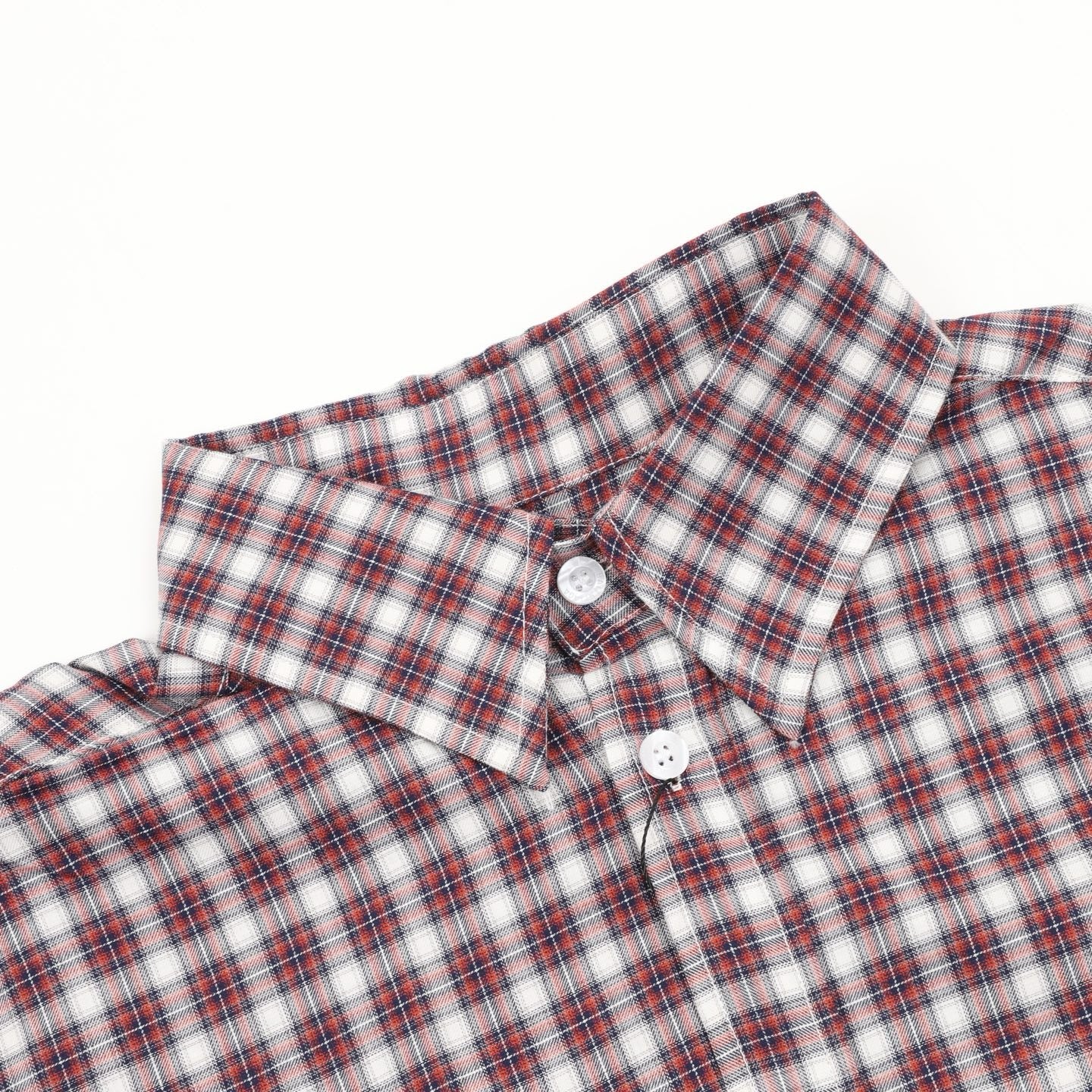 Balenciaga Red Plaid Layered-Look Double-Layer Short-Sleeve Shirt