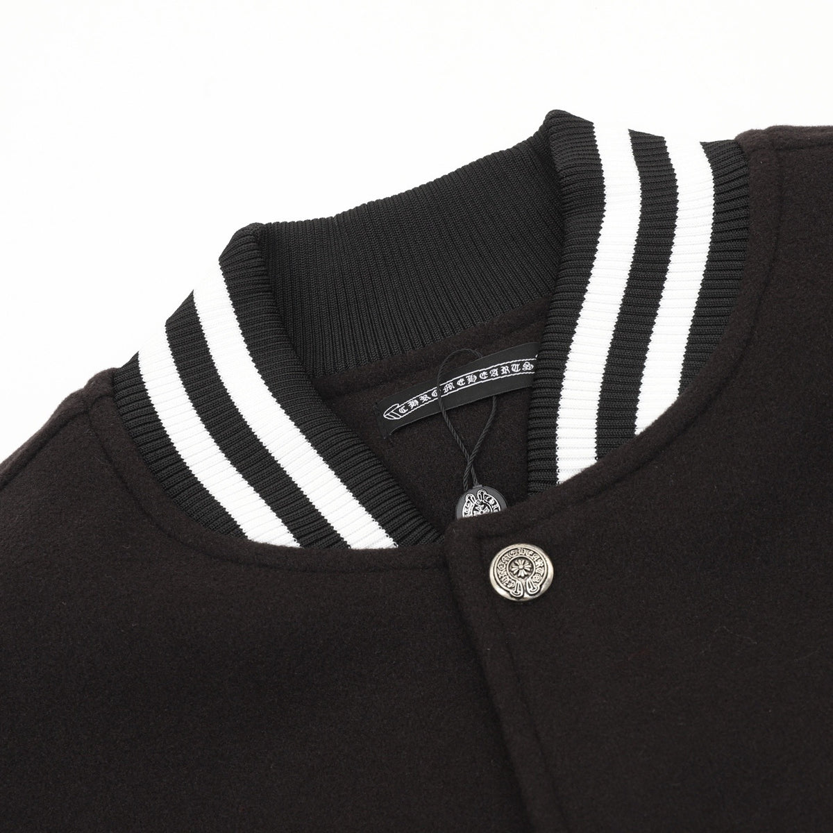 Chrome Hearts Women's Men's Black and White Horseshoe Logo Varsity Jacket