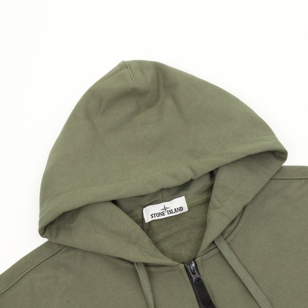 Stone Island Sleeve Patch Hooded Zip-Up Jacket | White Contrast Zip Casual Outerwear
