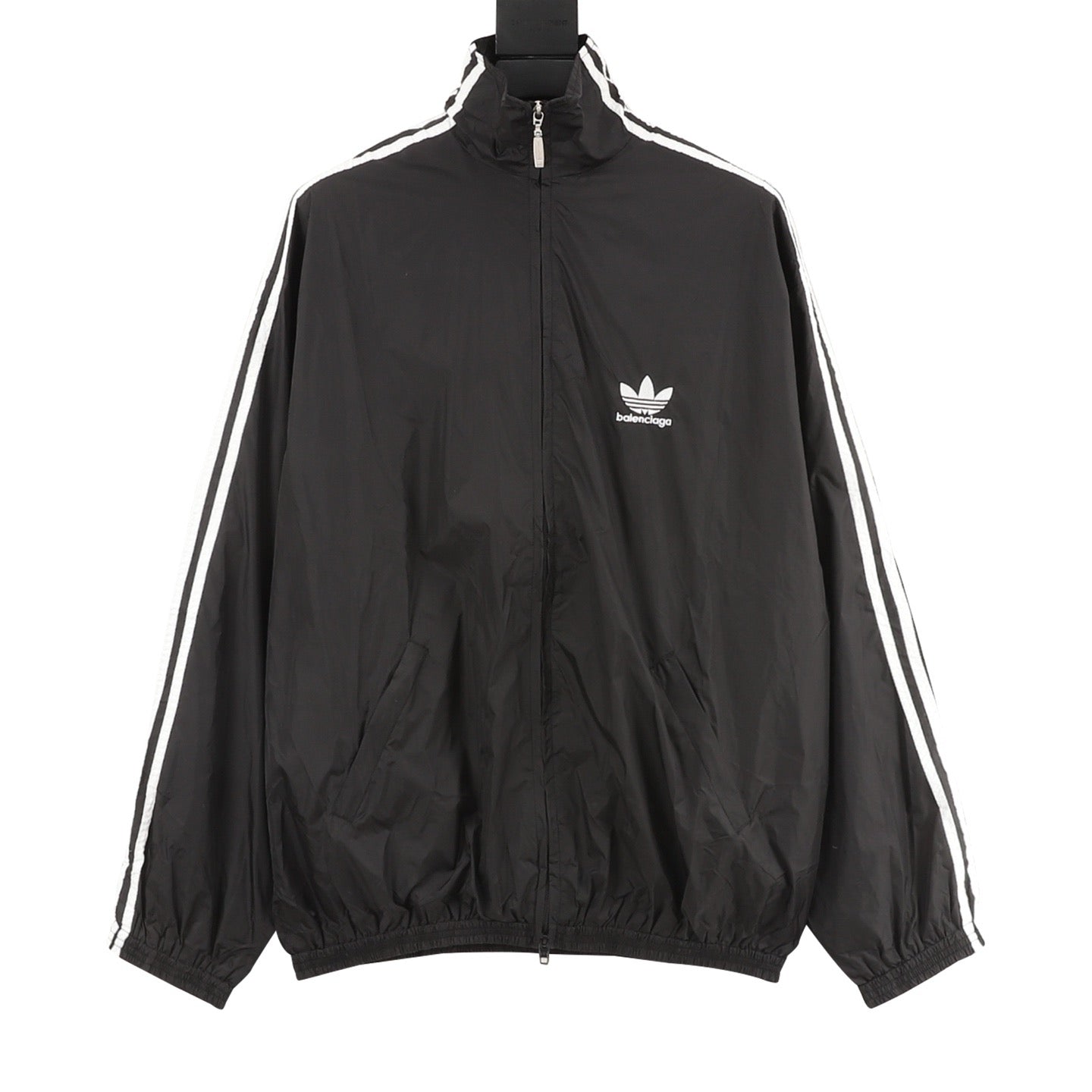 Balenciaga x Adidas Collab Three-Stripe Track Jacket | Black Oversized Zip-Up
