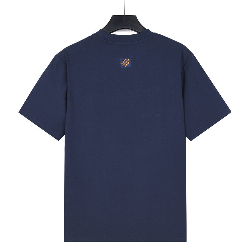 Louis Vuitton Crystal VLovers Logo Short-Sleeve T-Shirt in Navy