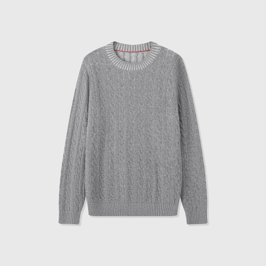 Loro Piana Women's Men's Grey Cable-Knit Crewneck Sweater