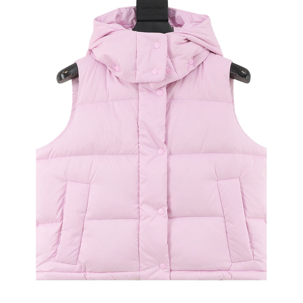 Saint Laurent Women's / Men's Hooded Puffer Vest in Light Pink