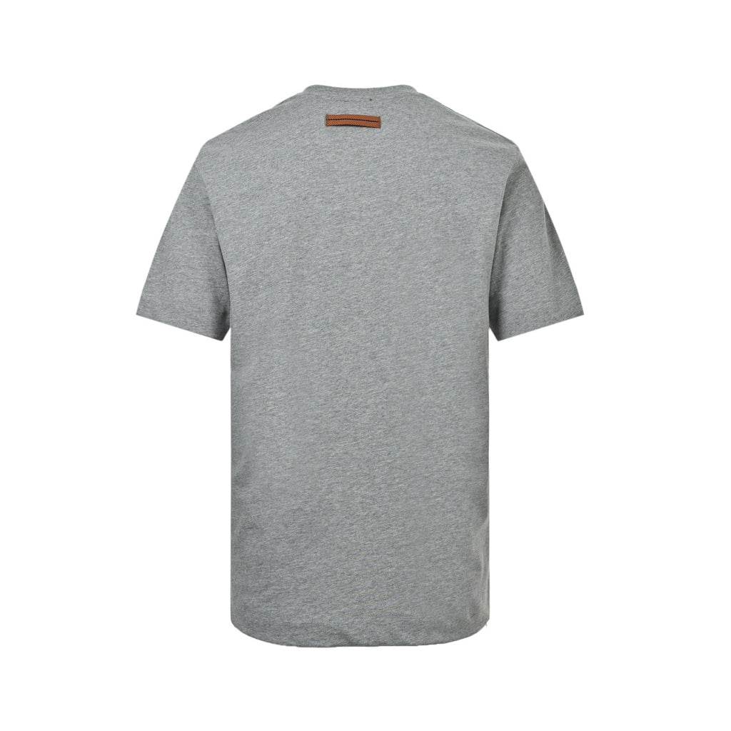 Zegna Men's Grey Dark Logo Print T-Shirt