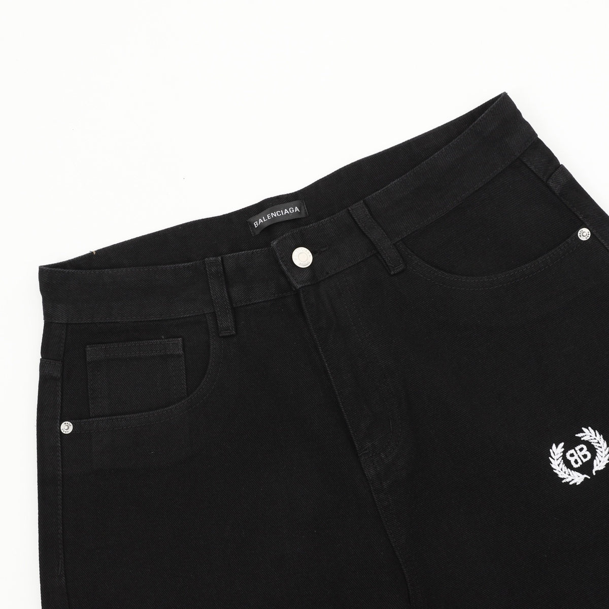 Balenciaga Women's & Men's Black BB Logo Wide-Leg Denim Jeans