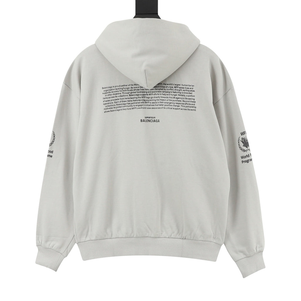 Balenciaga Women's Men's Light Grey WFP Zip-Up Hoodie