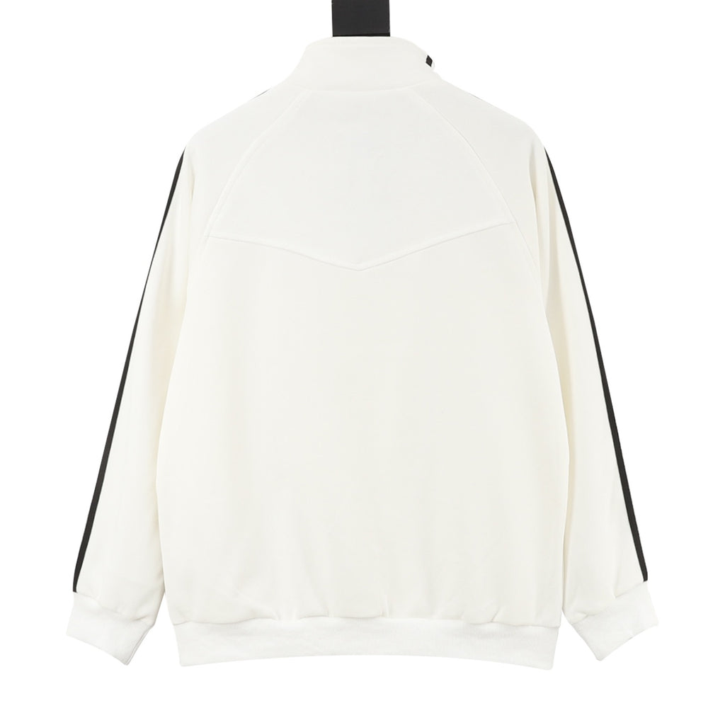 Adidas Women's & Men's Off-White Full-Zip Track Jacket with Black 3-Stripes