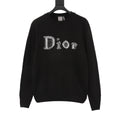 Dior Women's Men's Black Embroidered Logo Crewneck Sweater