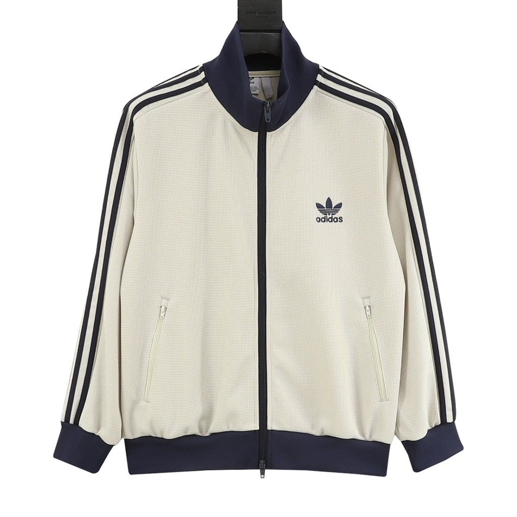 Adidas Originals American Retro Trefoil Track Jacket | Cream Burgundy Stripe Navy Trim