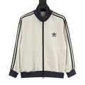 Adidas Originals American Retro Trefoil Track Jacket | Cream Burgundy Stripe Navy Trim