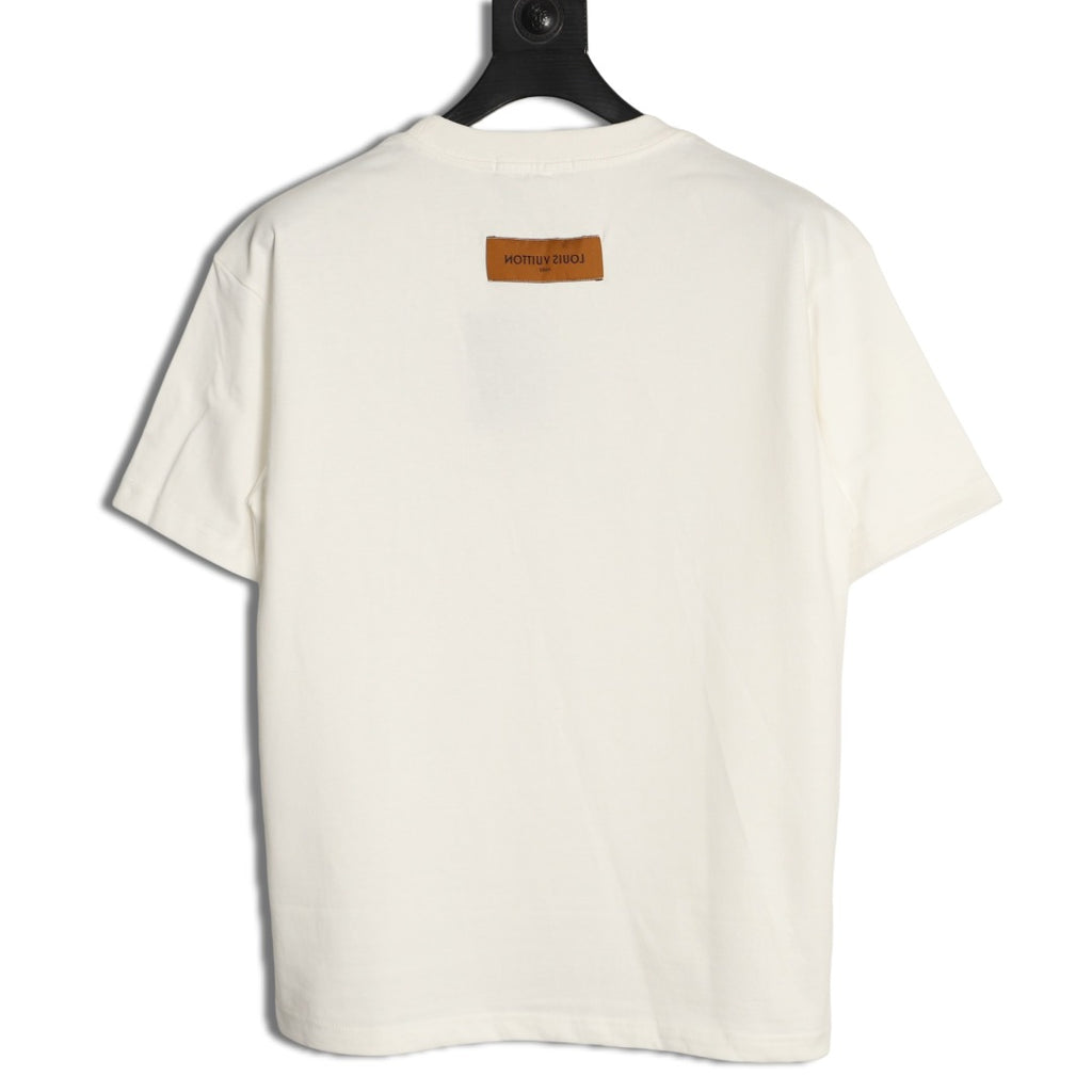Louis Vuitton Abstract Monogram Print Short-Sleeve T-Shirt in White