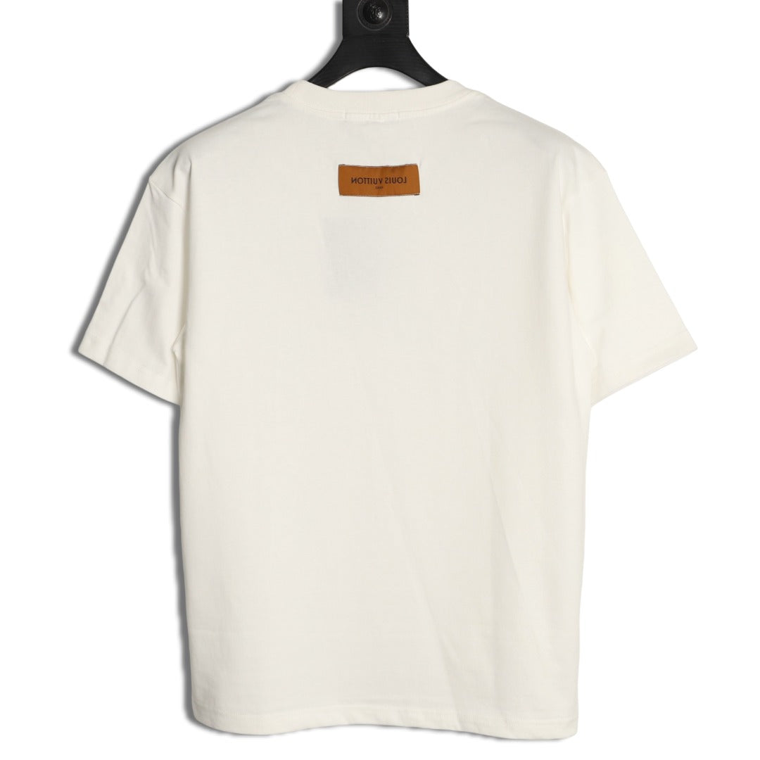 Louis Vuitton Abstract Monogram Print Short-Sleeve T-Shirt in White